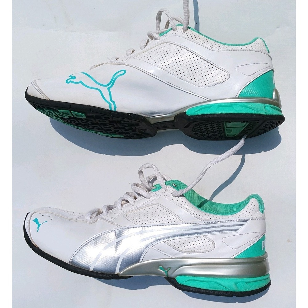 Puma Tazon 6 Women's Size 9 White Silver Green Running Training Shoes 186906-07